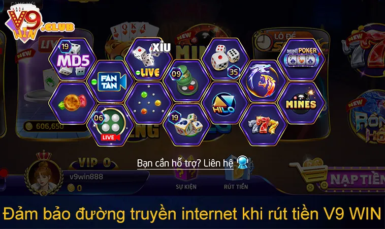 Rút Tiền V9WIN 113 Đảm bảo đường truyền internet khi rút tiền V9 WIN